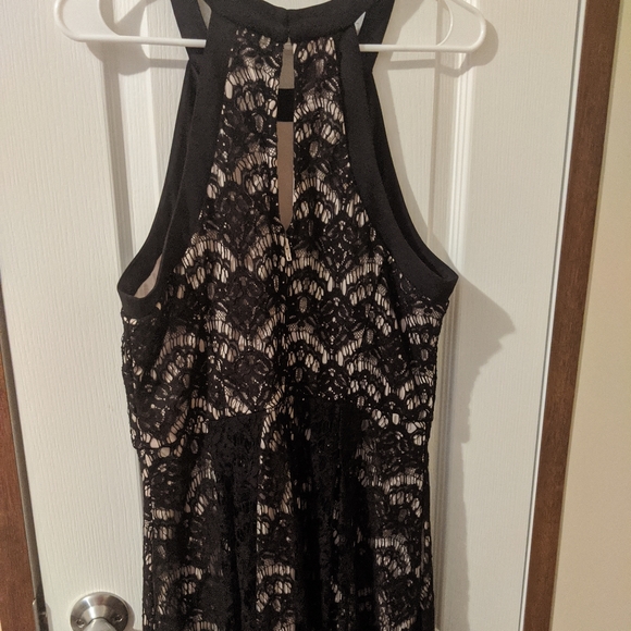 Speechless Lace Black Zipper Sleeveless Halter Party Evening Flare Mini Dress XL - Picture 5 of 5